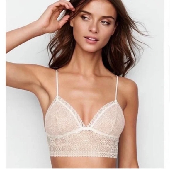 Victoria's Secret Lace Bralette Coconut White Cream Ivory Padded Cup Removable - Picture 2 of 7